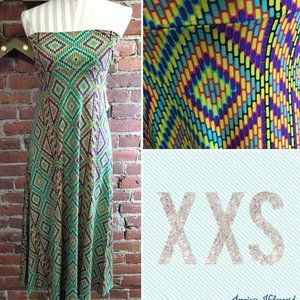 LuLaRoe LLR Maxi slinky skirt ★ rainbow diamond geometric print ★ size XXS